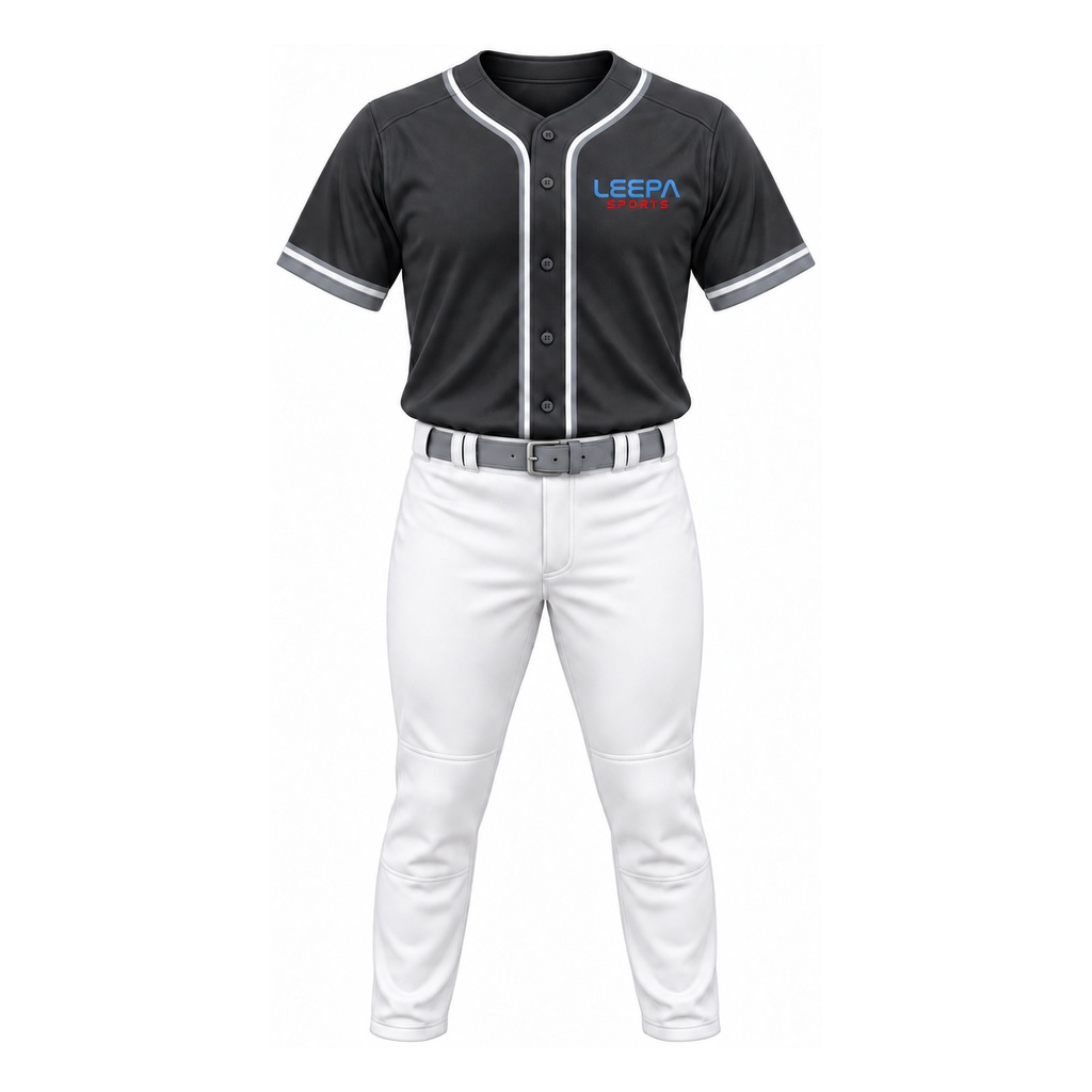Black Silver Men Baseball Uniform