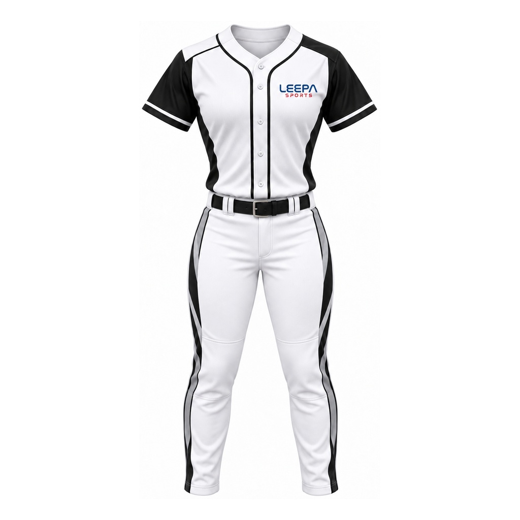 Black White Women Baseball Uniform