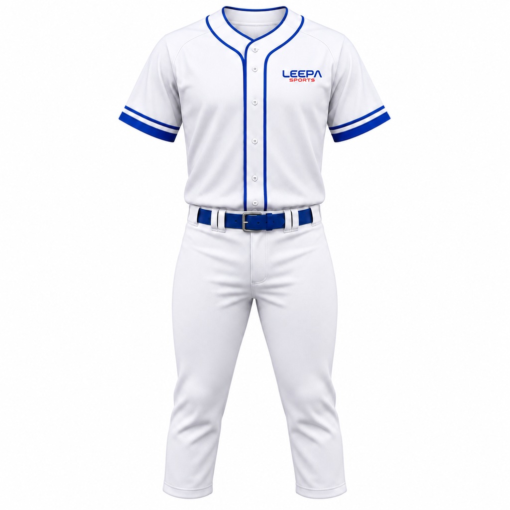 Blue Trim Men Baseball Uniform