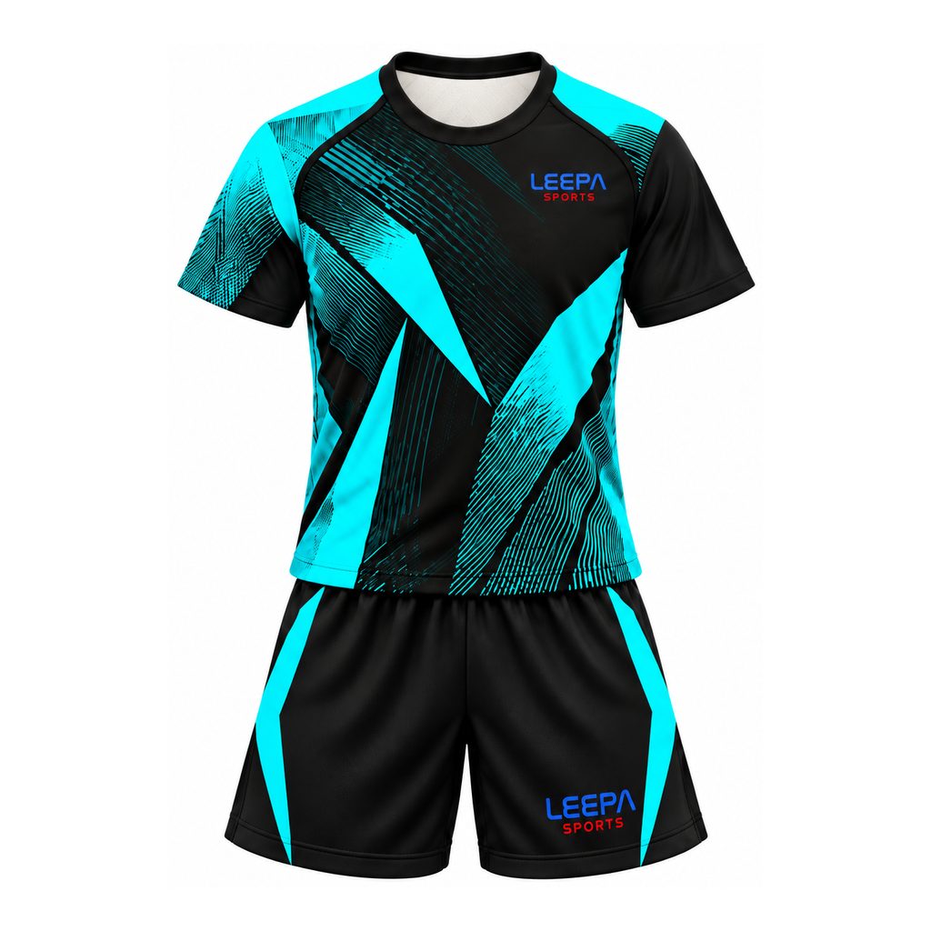 Cyan Geometric Tennis Uniform