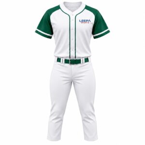 Green White Men Baseball Uniform