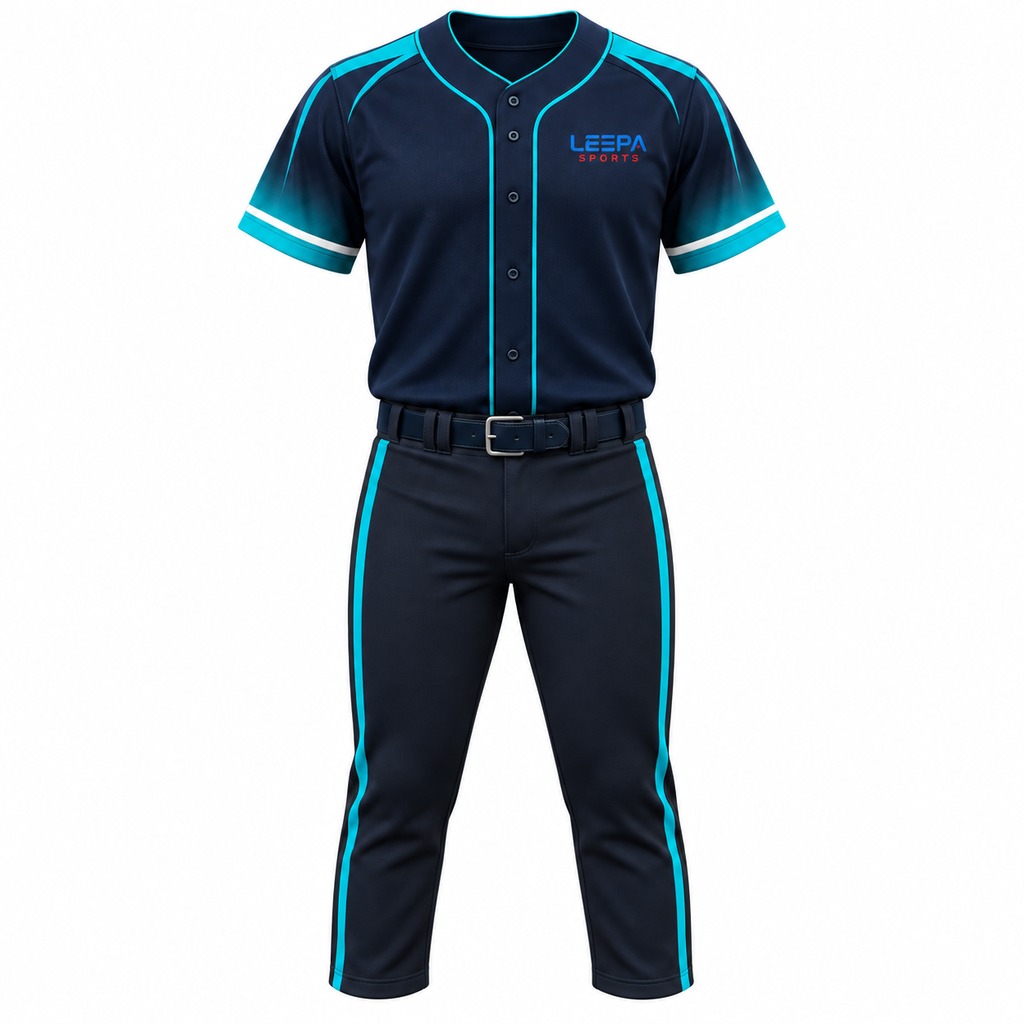 Navy Teal Men Baseball Uniform