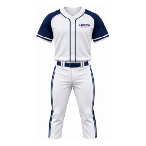 Navy White Men Baseball Uniform