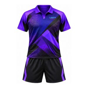 Purple Geometric Tennis Polo