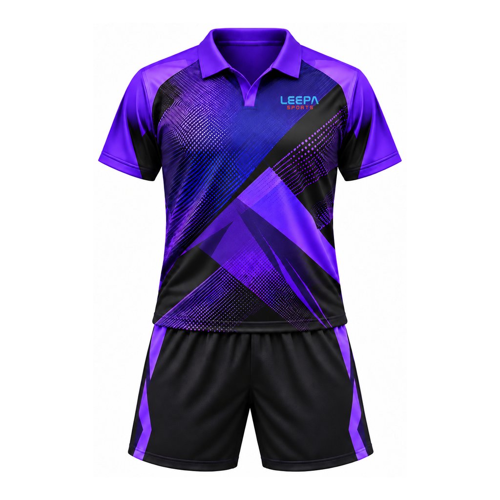Purple Geometric Tennis Polo