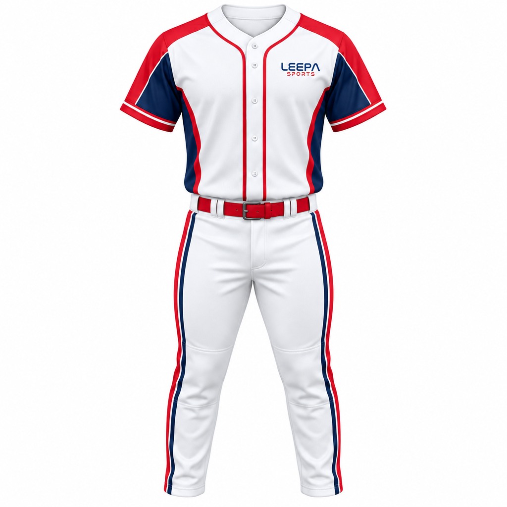 Red Navy Men Baseball Uniform