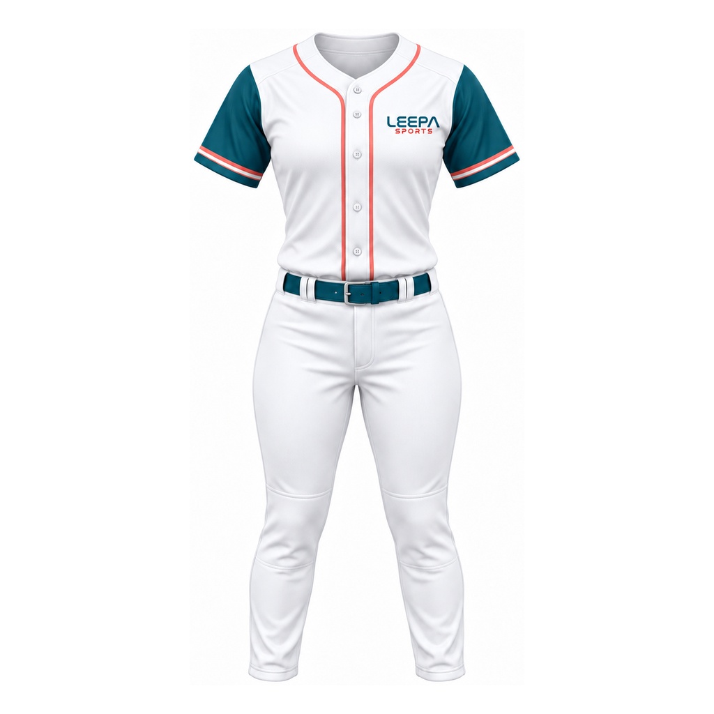 Teal Coral Women Baseball Uniform